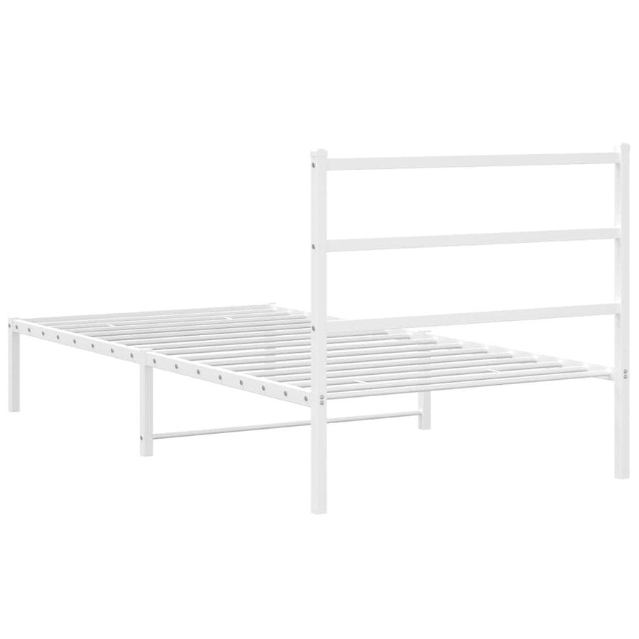 Bedframe Metaal 100 x 190 cm Wit met hoofdbord