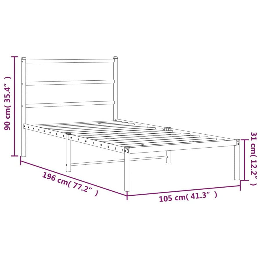 Bedframe Metaal 100 x 190 cm Wit met hoofdbord