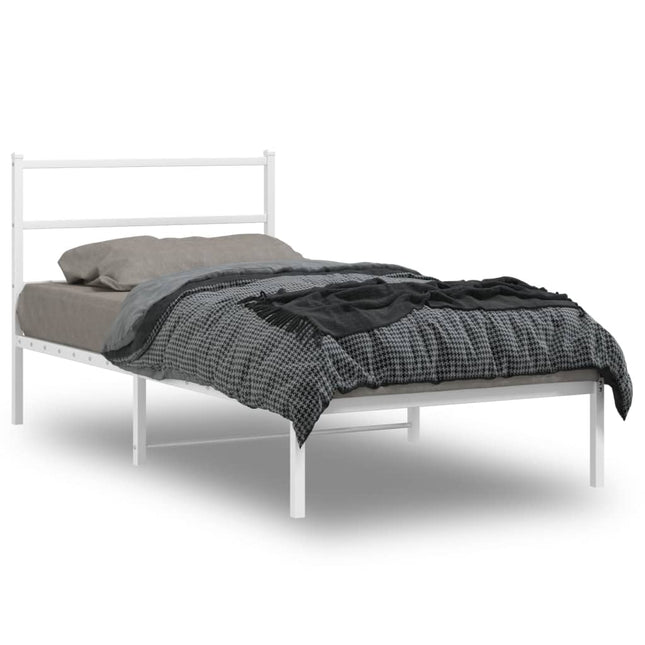 Bedframe Metaal 100 x 190 cm Wit met hoofdbord