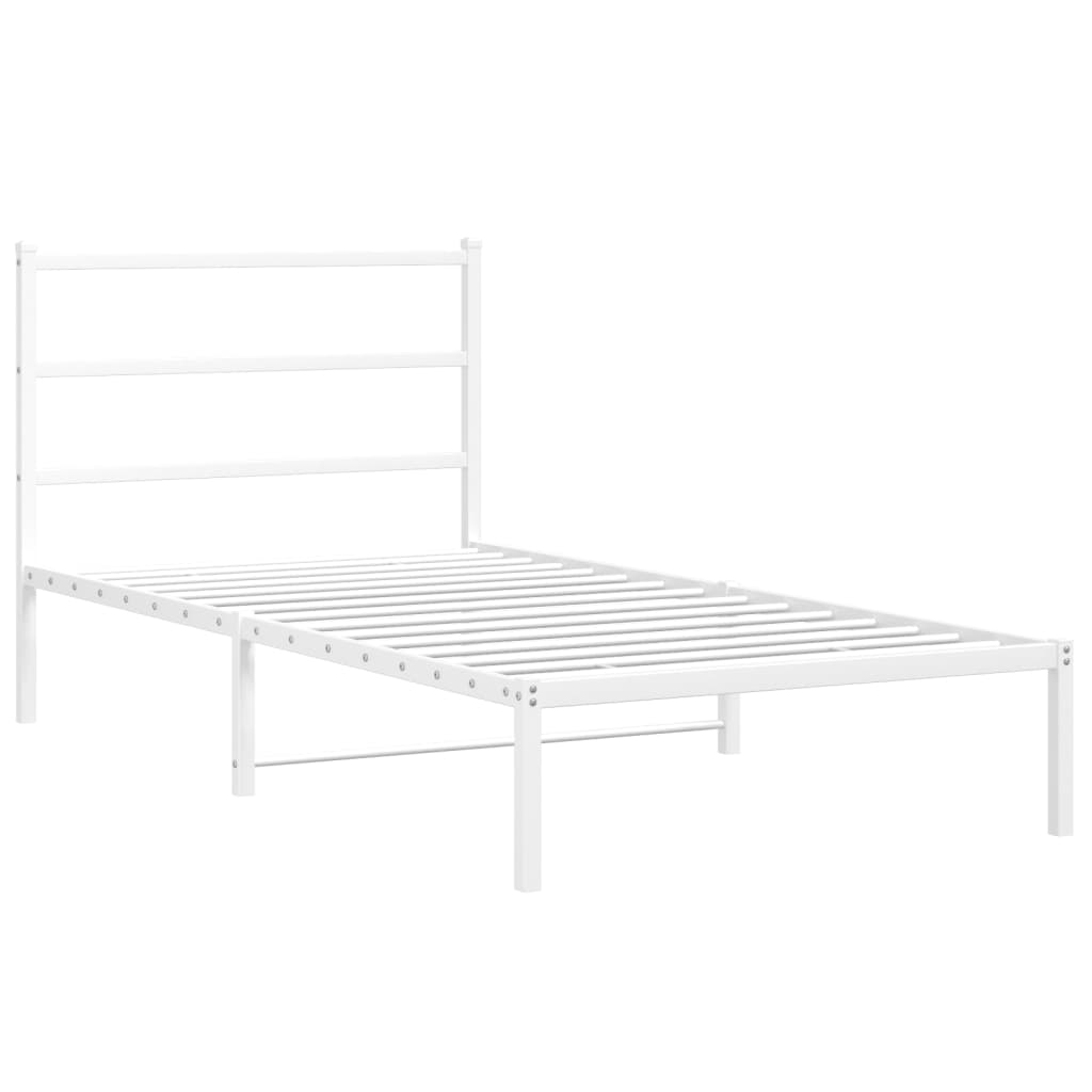 Bedframe Metaal 100 x 200 cm Wit met hoofdbord