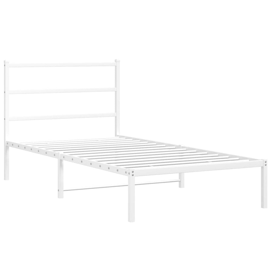 Bedframe Metaal 100 x 200 cm Wit met hoofdbord