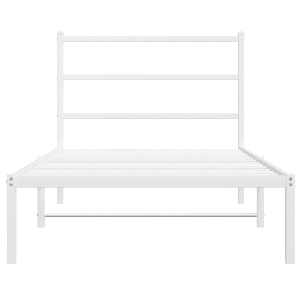 Bedframe Metaal 100 x 200 cm Wit met hoofdbord