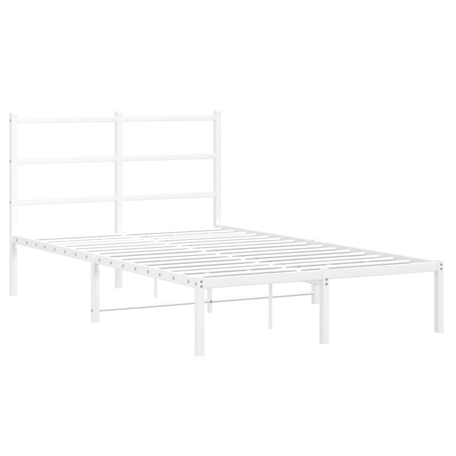 Bedframe Metaal 120 x 190 cm Wit met hoofdbord