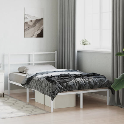 Bedframe Metaal 120 x 190 cm Wit met hoofdbord