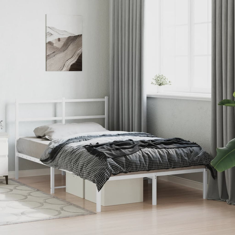 Bedframe Metaal 120 x 190 cm Wit met hoofdbord