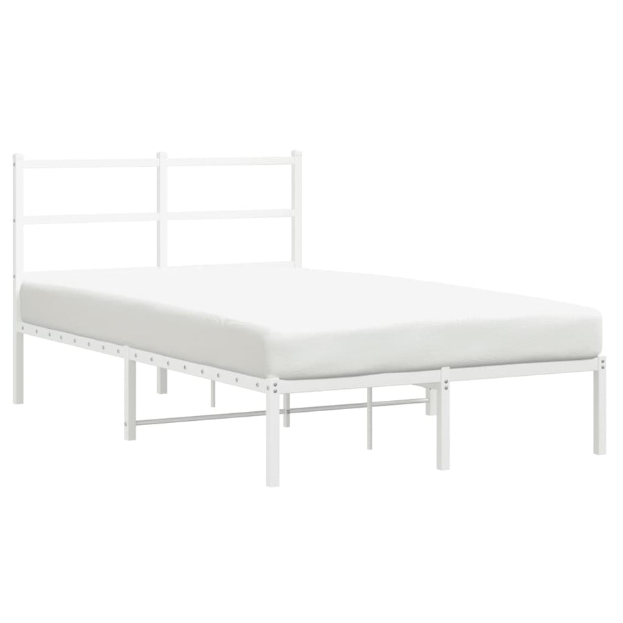 Bedframe Metaal 120 x 190 cm Wit met hoofdbord