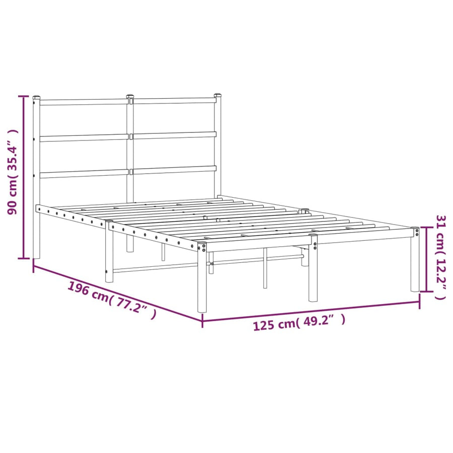 Bedframe Metaal 120 x 190 cm Wit met hoofdbord
