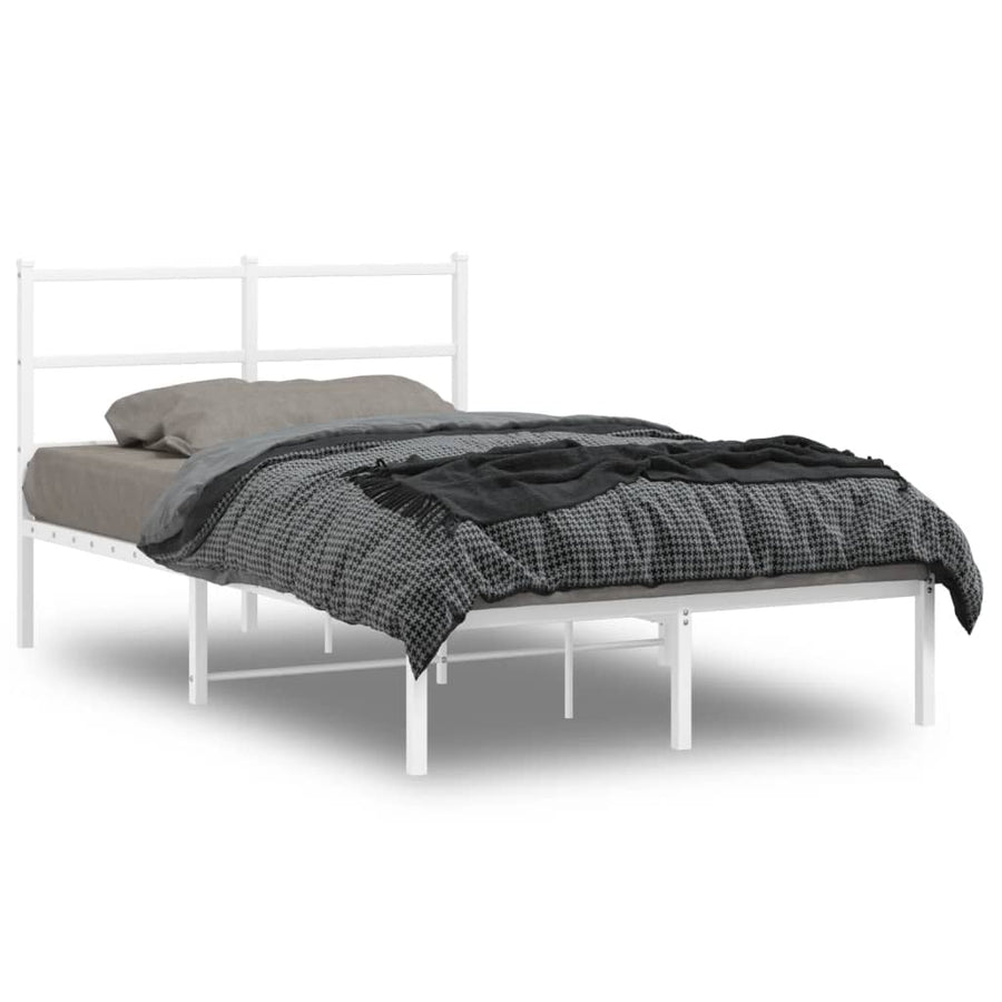 Bedframe Metaal 120 x 190 cm Wit met hoofdbord