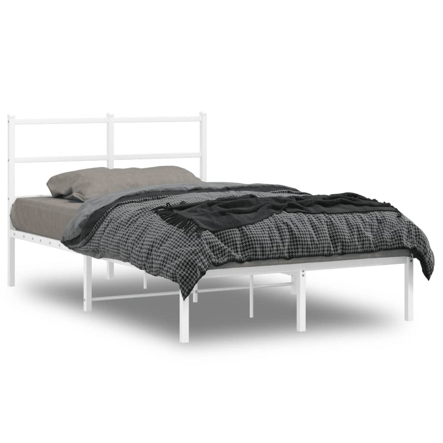 Bedframe Metaal 120 x 200 cm Wit met hoofdbord