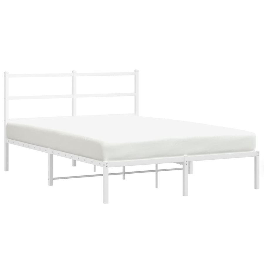 Bedframe Metaal 135 x 190 cm Wit met hoofdbord