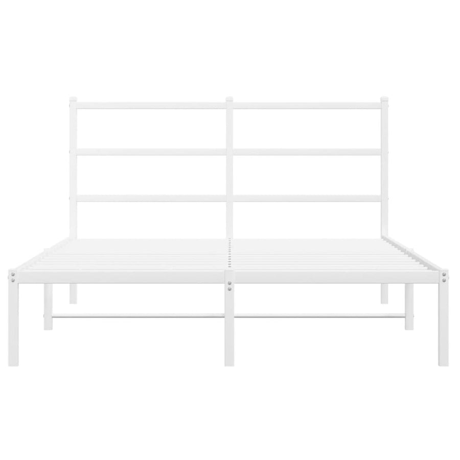 Bedframe Metaal 135 x 190 cm Wit met hoofdbord