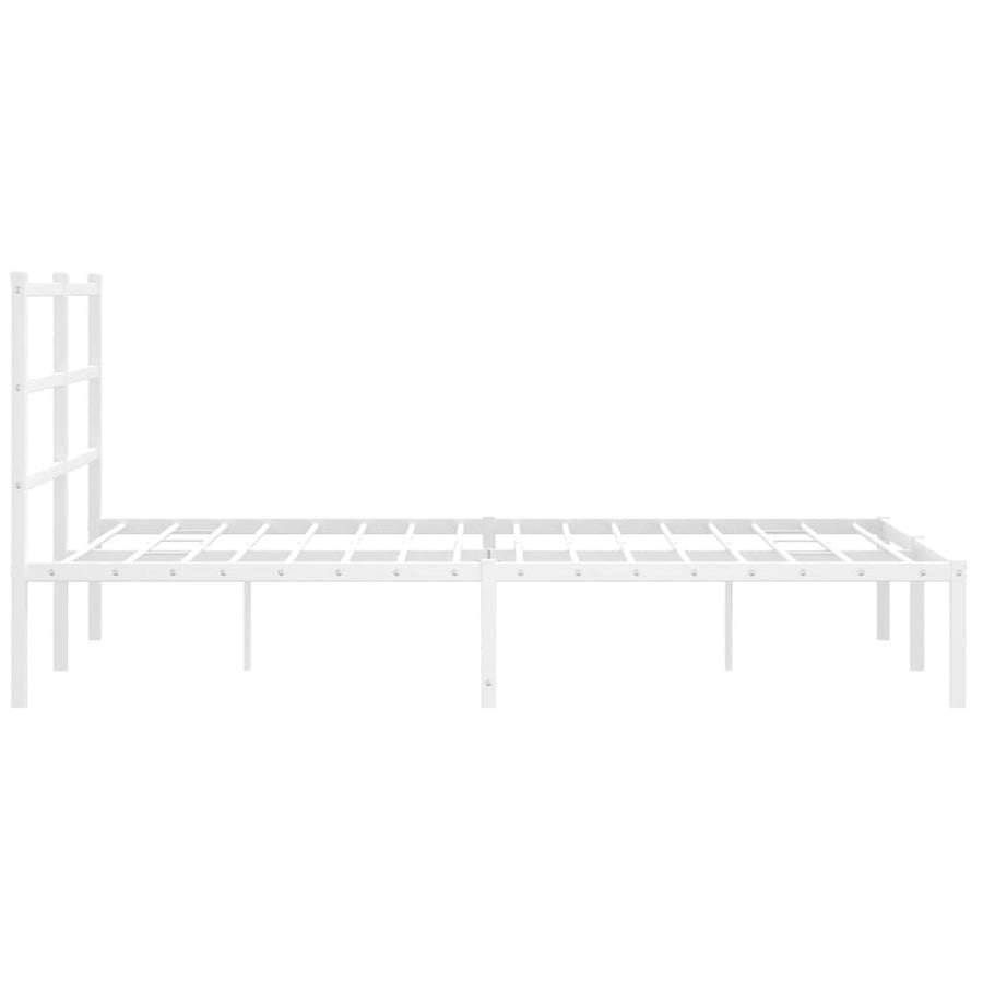 Bedframe Metaal 135 x 190 cm Wit met hoofdbord