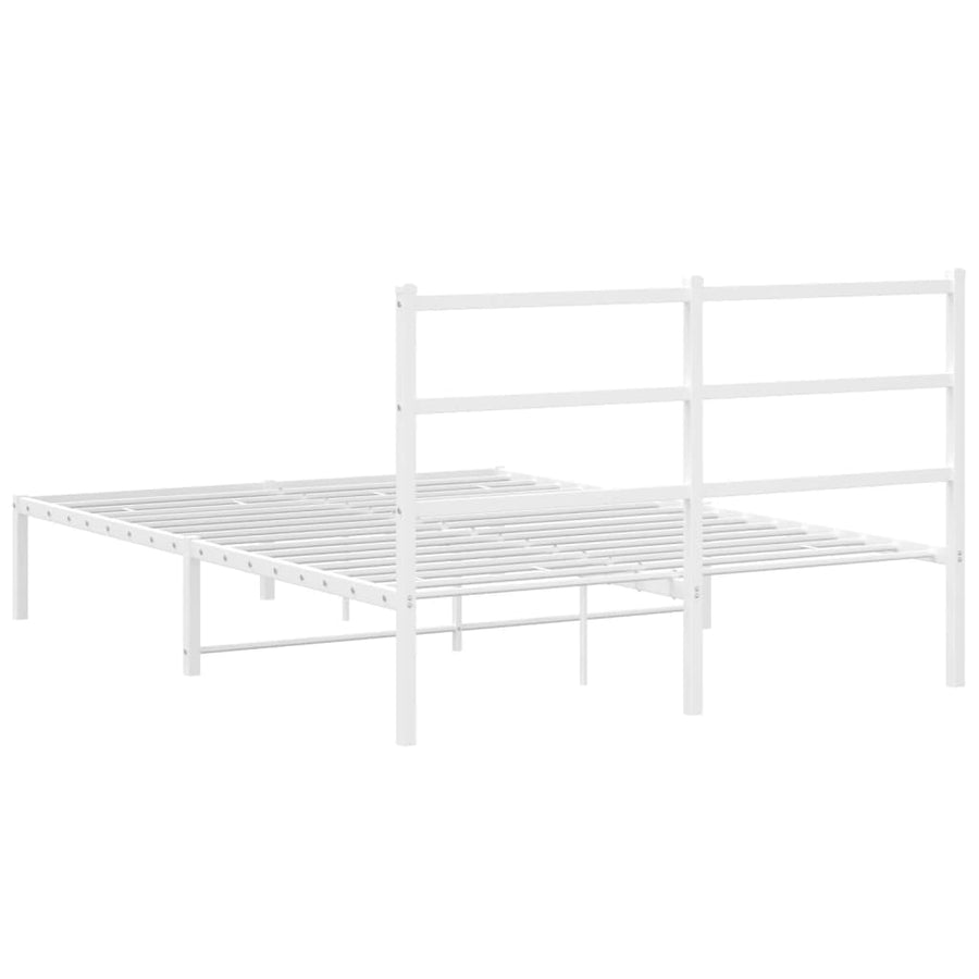 Bedframe Metaal 135 x 190 cm Wit met hoofdbord