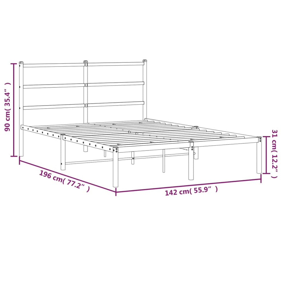 Bedframe Metaal 135 x 190 cm Wit met hoofdbord