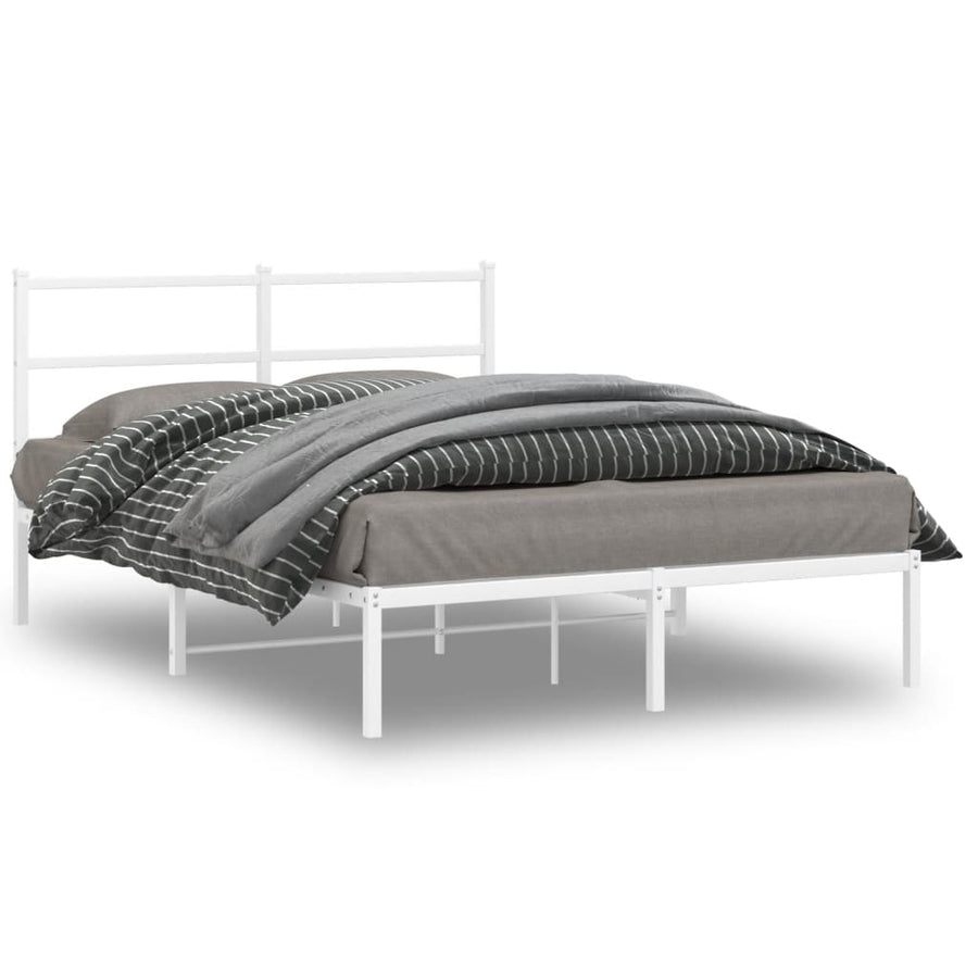 Bedframe Metaal 135 x 190 cm Wit met hoofdbord