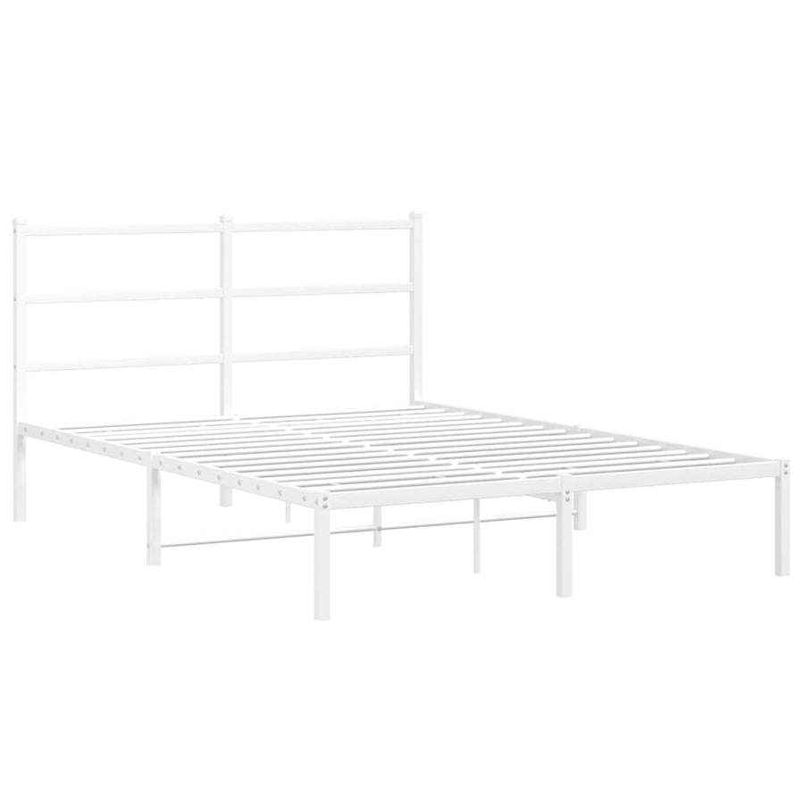 Bedframe Metaal 140 x 190 cm Wit met hoofdbord