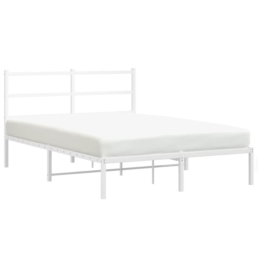 Bedframe Metaal 140 x 190 cm Wit met hoofdbord