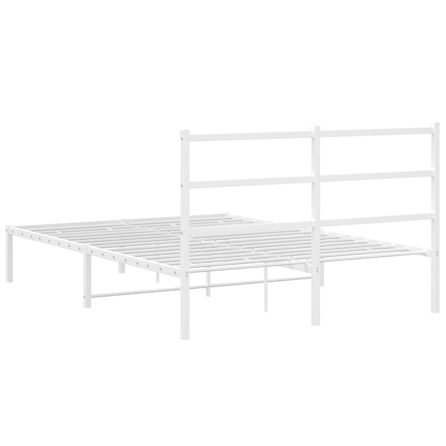 Bedframe Metaal 140 x 190 cm Wit met hoofdbord