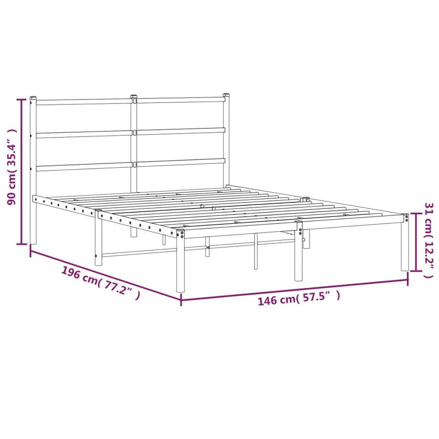 Bedframe Metaal 140 x 190 cm Wit met hoofdbord