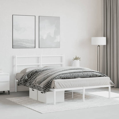 Bedframe Metaal 140 x 200 cm Wit met hoofdbord