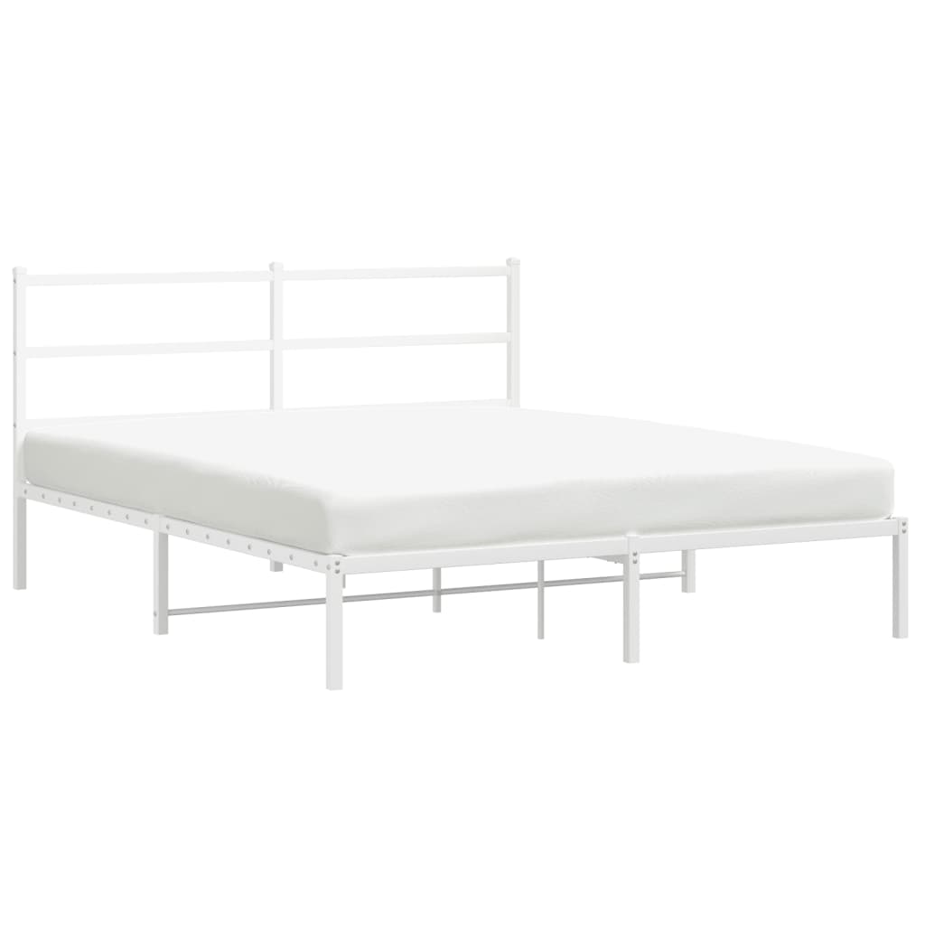 Bedframe Metaal 150 x 200 cm Wit met hoofdbord