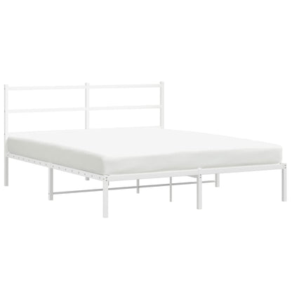 Bedframe Metaal 150 x 200 cm Wit met hoofdbord