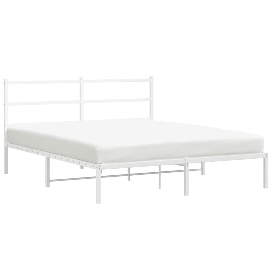 Bedframe Metaal 150 x 200 cm Wit met hoofdbord