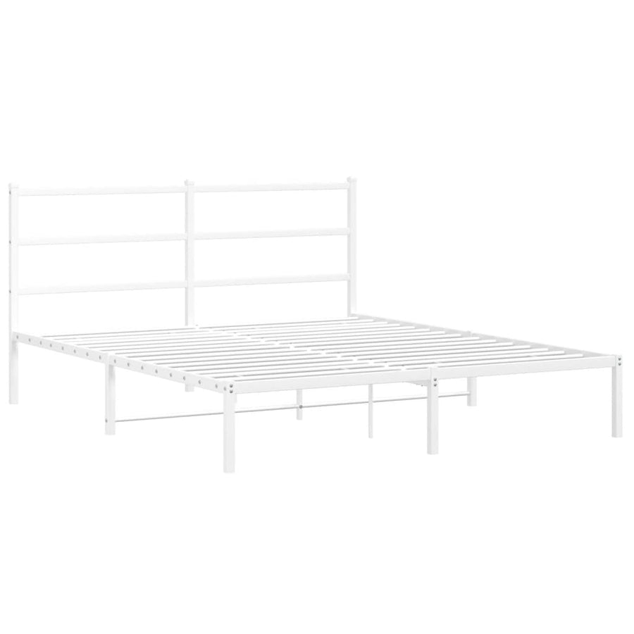 Bedframe Metaal 150 x 200 cm Wit met hoofdbord