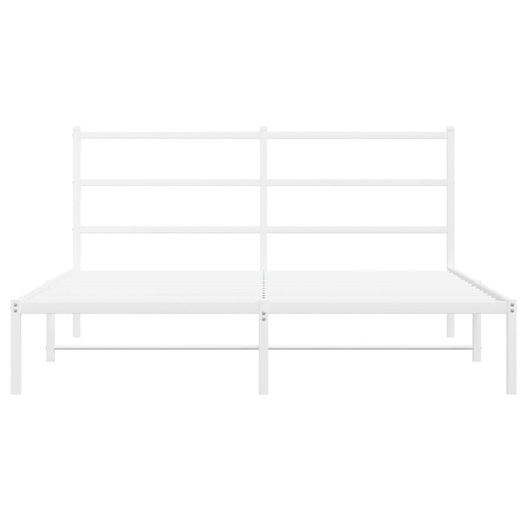 Bedframe Metaal 150 x 200 cm Wit met hoofdbord
