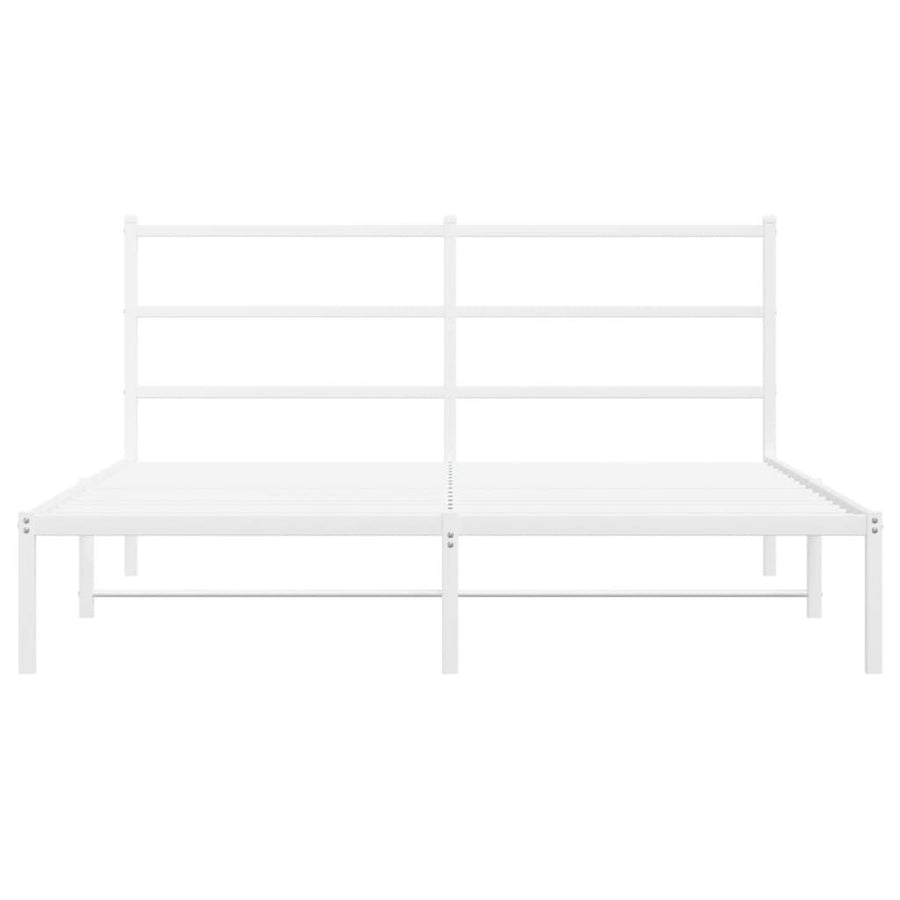 Bedframe Metaal 150 x 200 cm Wit met hoofdbord
