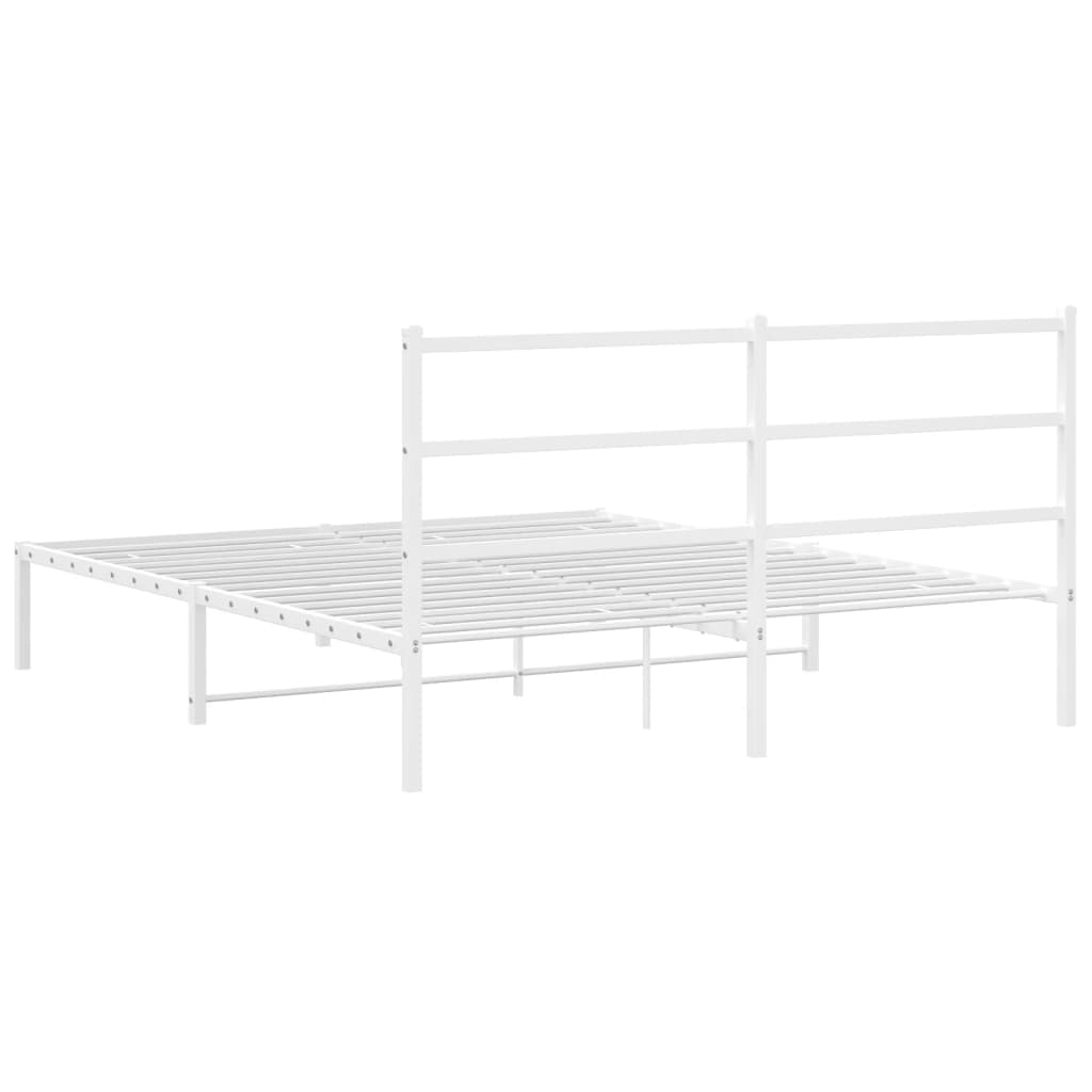 Bedframe Metaal 150 x 200 cm Wit met hoofdbord