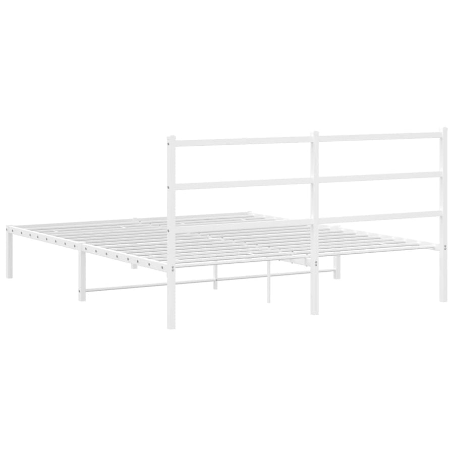 Bedframe Metaal 150 x 200 cm Wit met hoofdbord