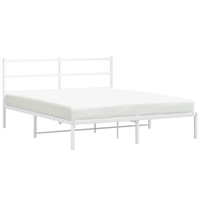 Bedframe met hoofdbord metaal wit 160x200 cm