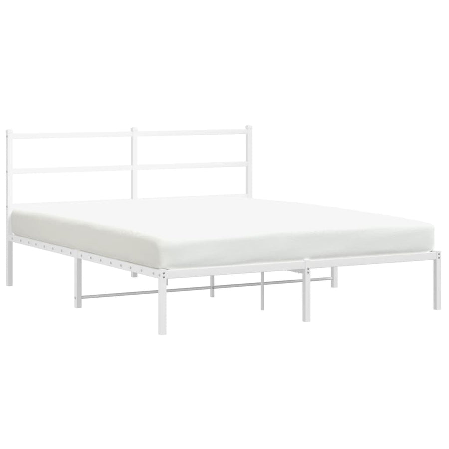 Bedframe met hoofdbord metaal wit 160x200 cm