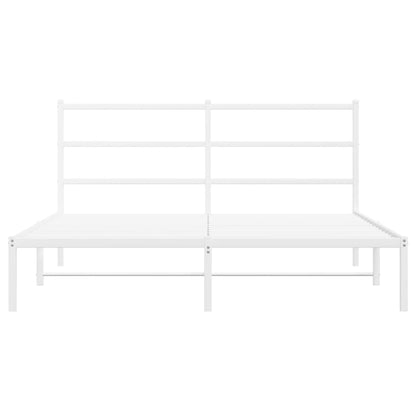 Bedframe met hoofdbord metaal wit 160x200 cm