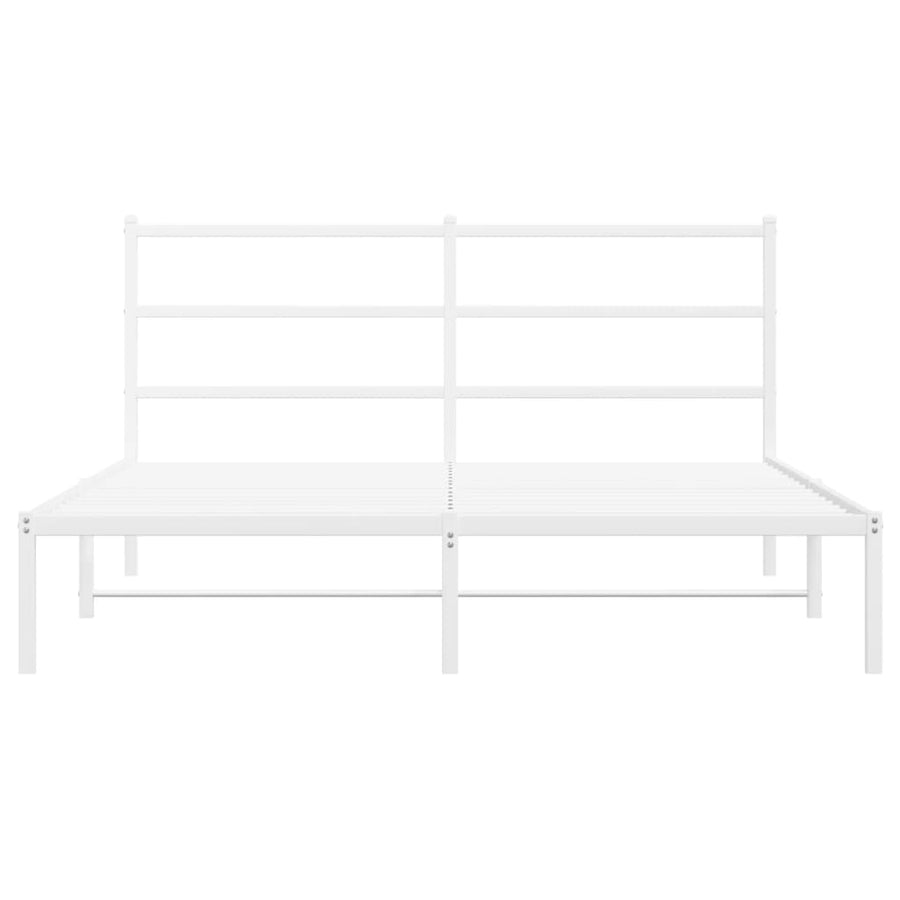 Bedframe met hoofdbord metaal wit 160x200 cm