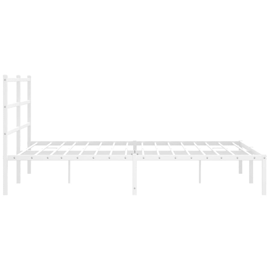 Bedframe met hoofdbord metaal wit 160x200 cm
