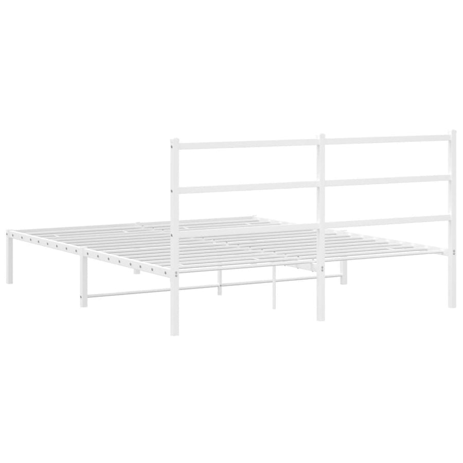 Bedframe met hoofdbord metaal wit 160x200 cm