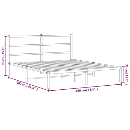 Bedframe met hoofdbord metaal wit 160x200 cm