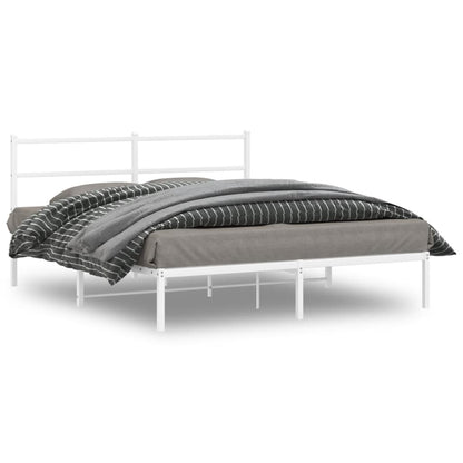Bedframe met hoofdbord metaal wit 160x200 cm
