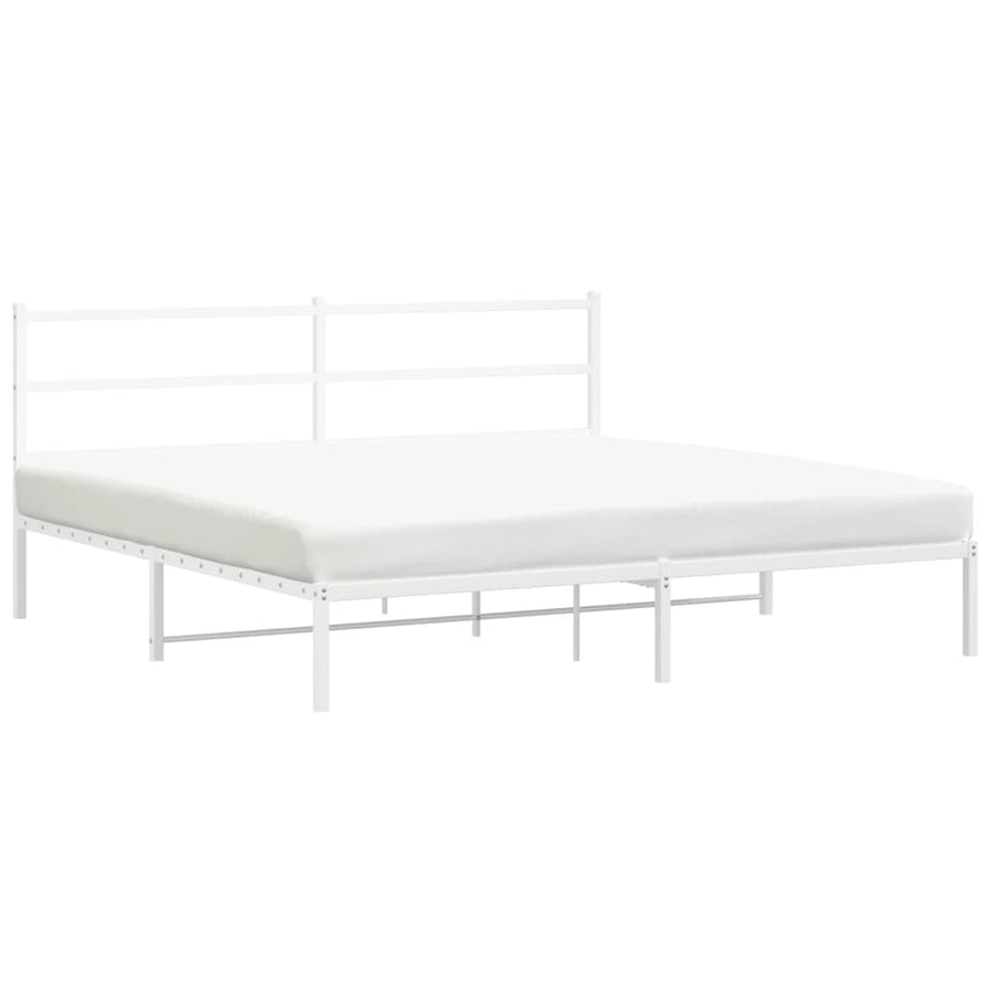 Bedframe Metaal 180 x 200 cm Wit met hoofdbord