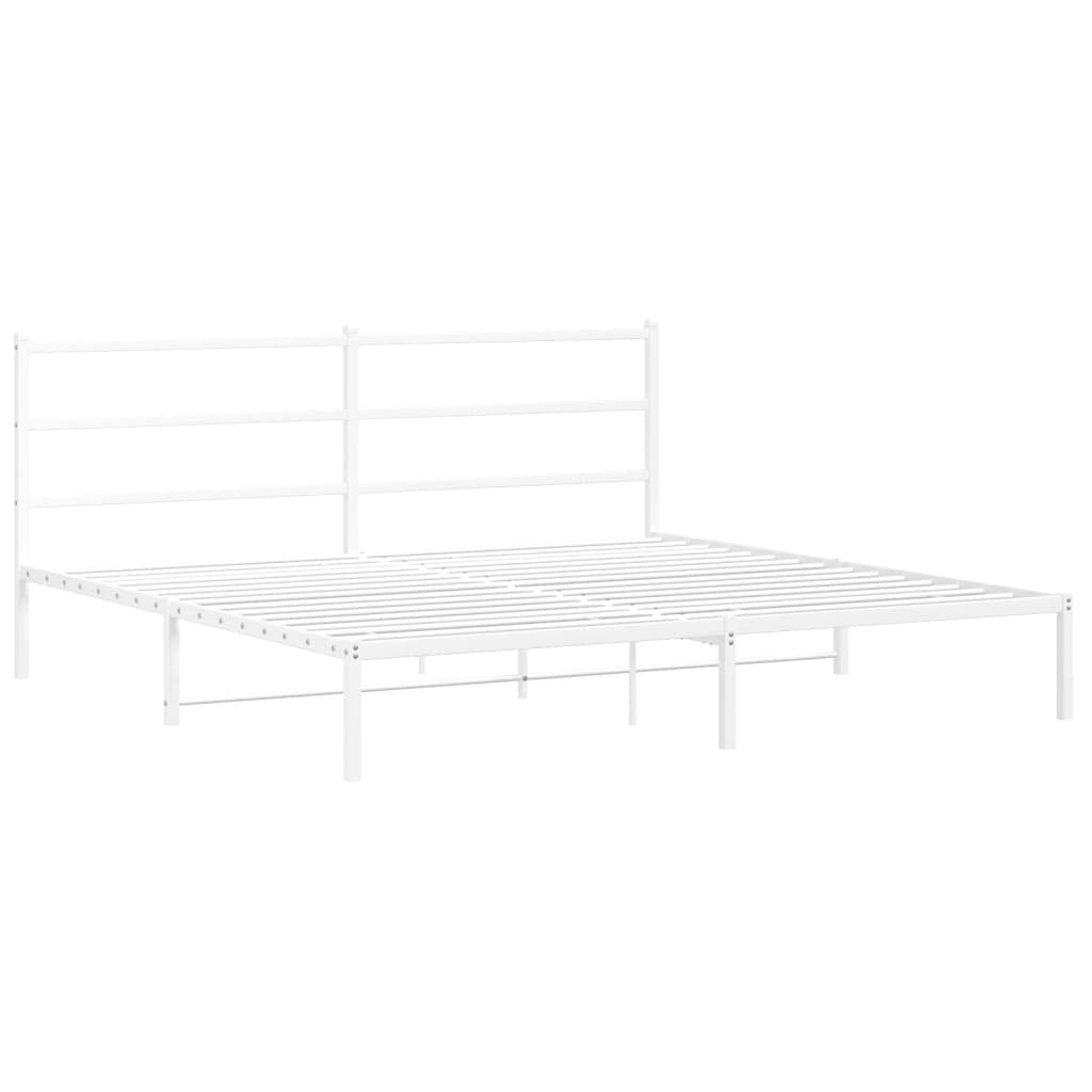 Bedframe Metaal 180 x 200 cm Wit met hoofdbord