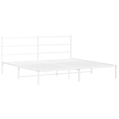 Bedframe Metaal 180 x 200 cm Wit met hoofdbord