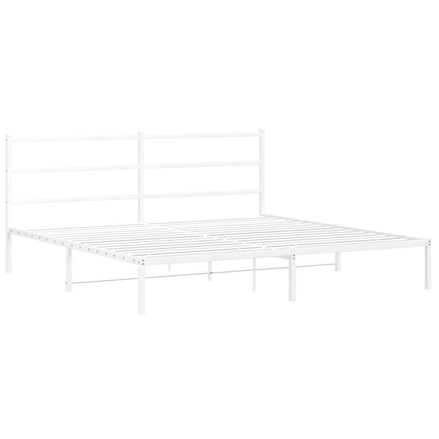 Bedframe Metaal 180 x 200 cm Wit met hoofdbord