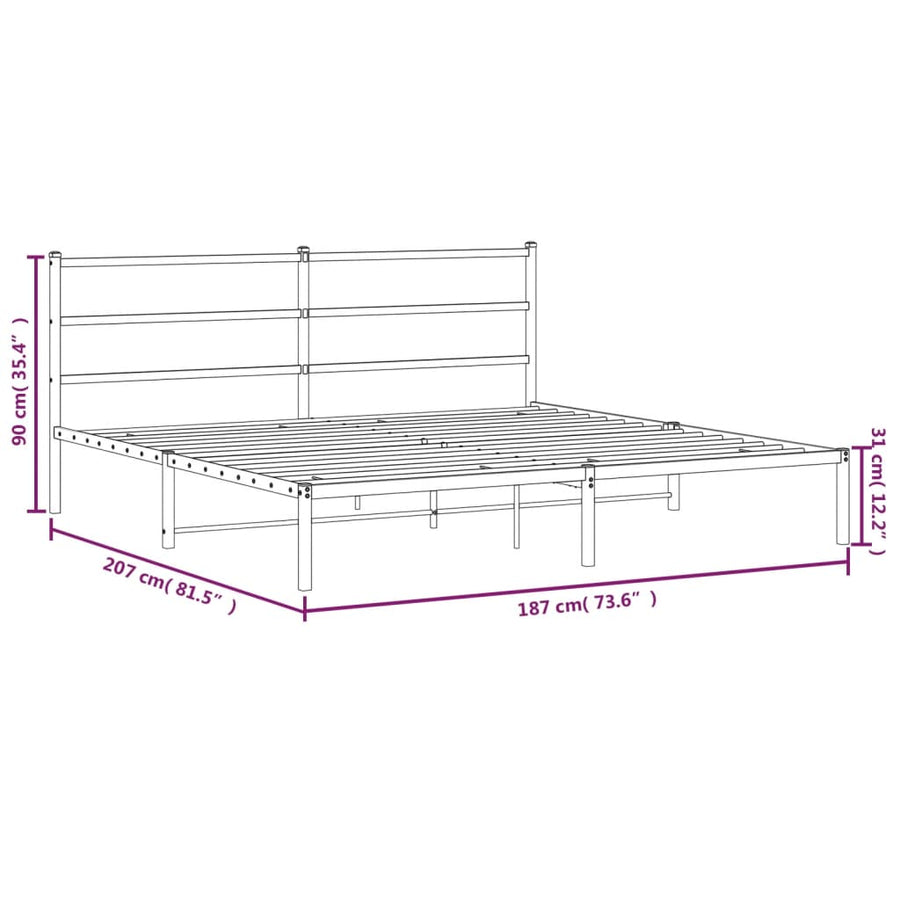 Bedframe Metaal 180 x 200 cm Wit met hoofdbord