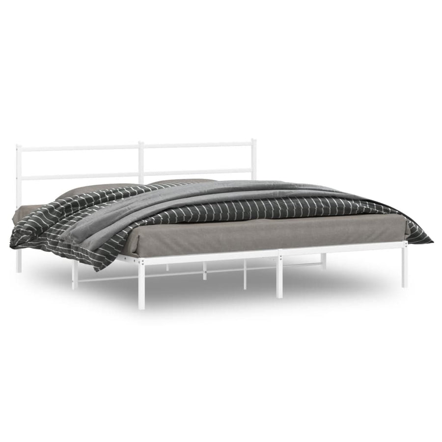 Bedframe Metaal 180 x 200 cm Wit met hoofdbord
