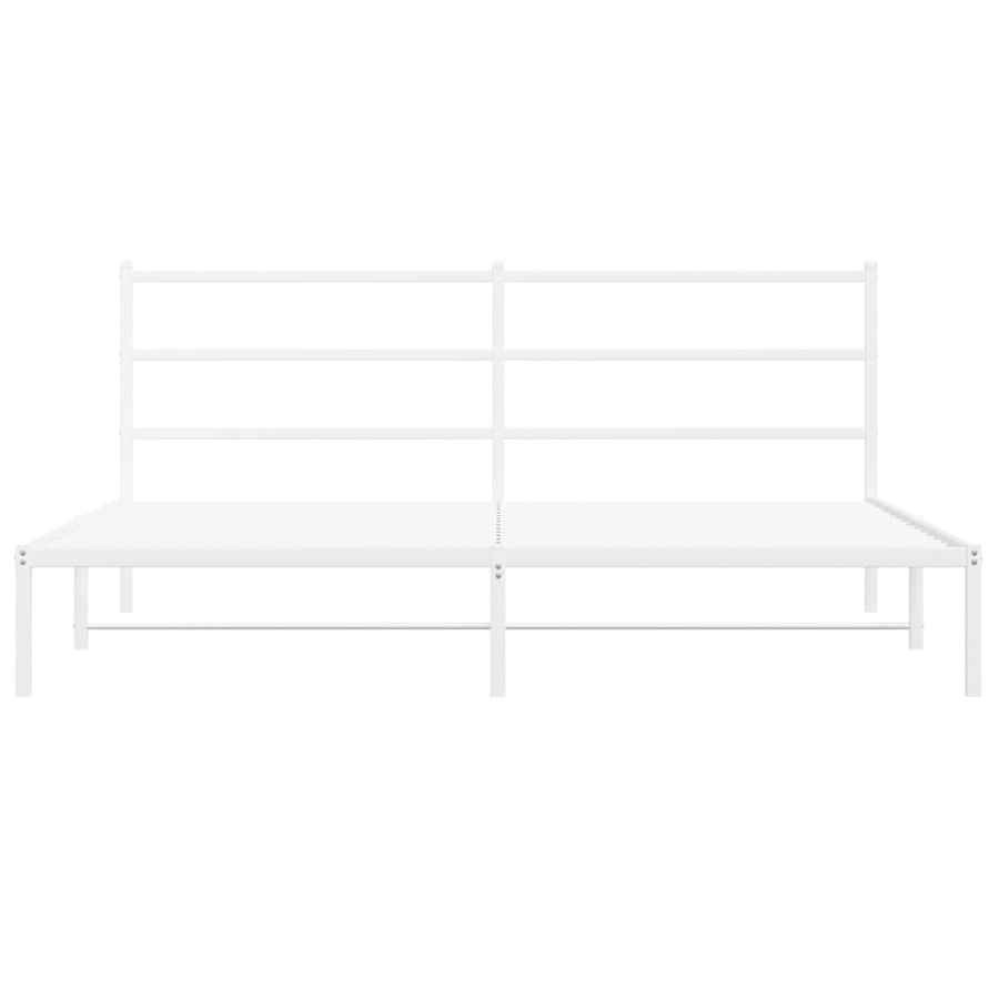 Bedframe Metaal 183 x 213 cm Wit met hoofdbord