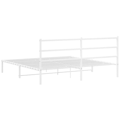 Bedframe Metaal 183 x 213 cm Wit met hoofdbord