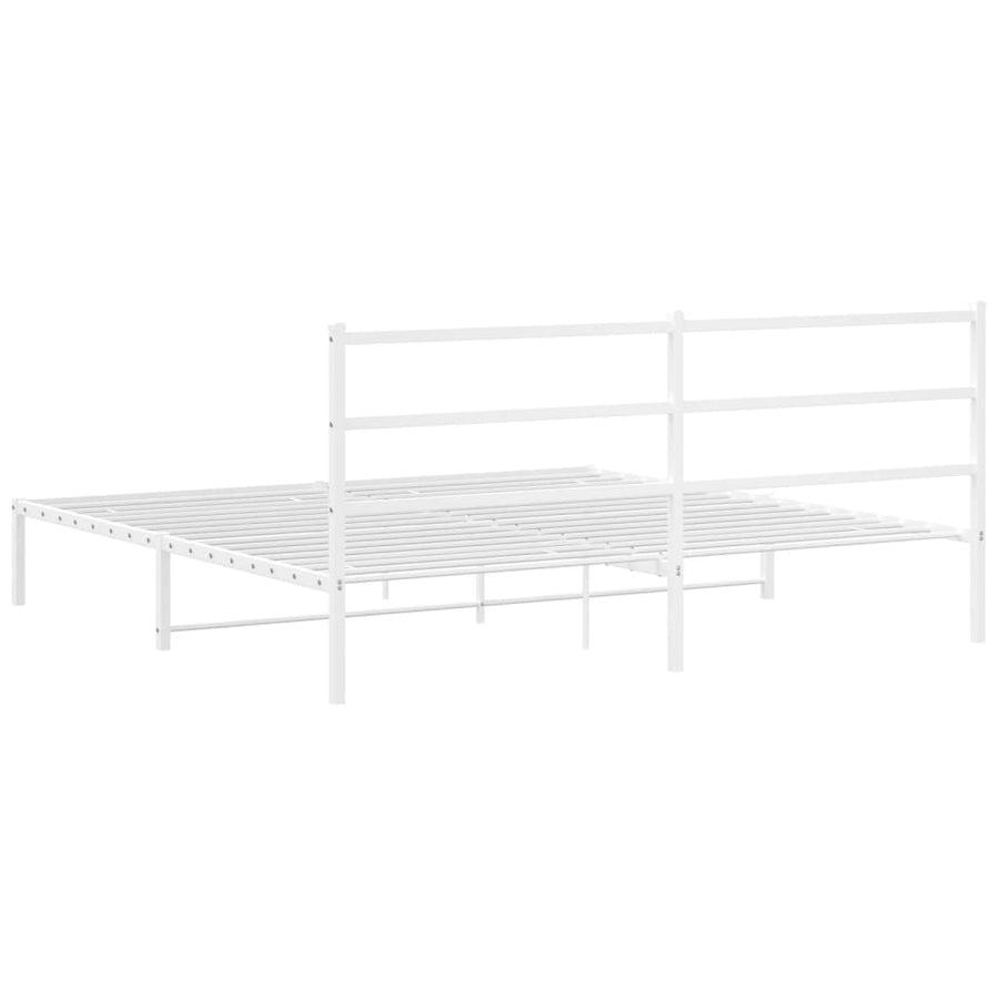 Bedframe Metaal 183 x 213 cm Wit met hoofdbord