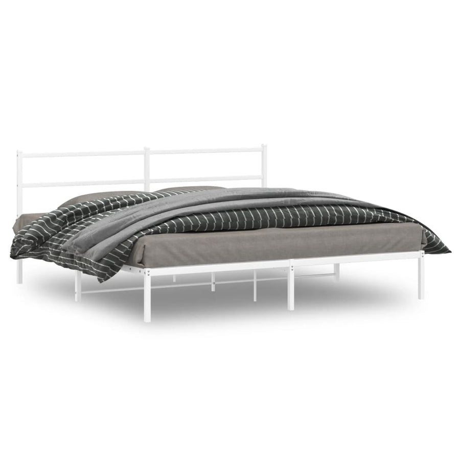 Bedframe Metaal 183 x 213 cm Wit met hoofdbord